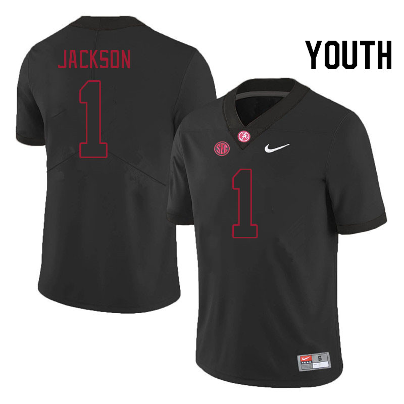 Youth #1 Domani Jackson Alabama Crimson Tide College Football Jerseys Stitched-Blackout